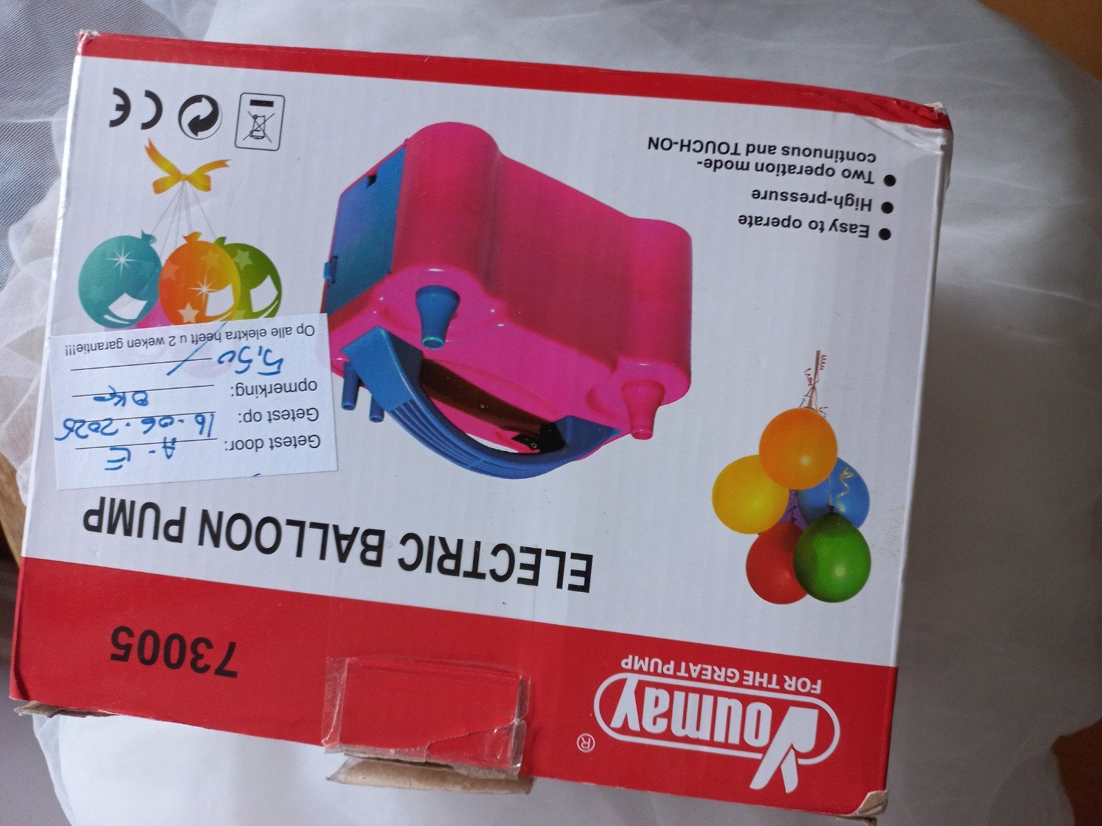 Elektrische Ballonpomp, Ophalen of Verzenden, Nieuw, Feestartikel, Verjaardag