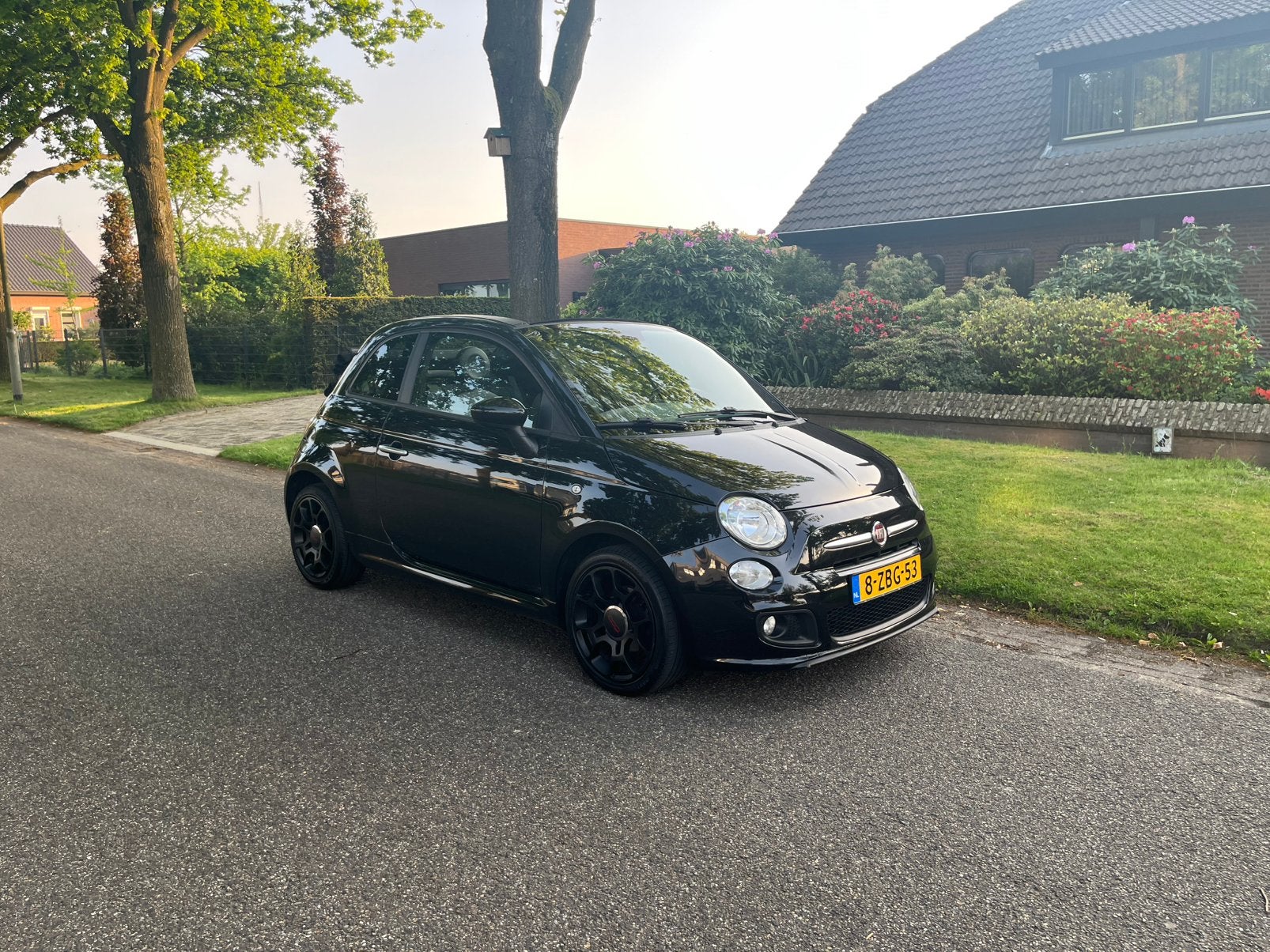 Fiat 500 0.9 Twinair Turbo Cabrio 80Pk Airco Bjr.2014, Auto's, 40 €/maand, Zwart, Cabriolet, Zwart