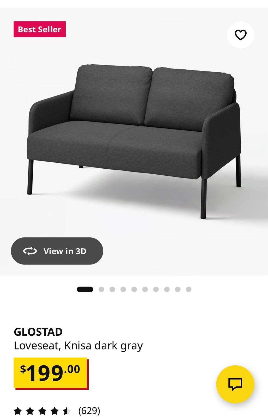 Loveseat couch, 2-person, IKEA, Ophalen, Zo goed als nieuw, Tweepersoons, Minder dan 150 cm
