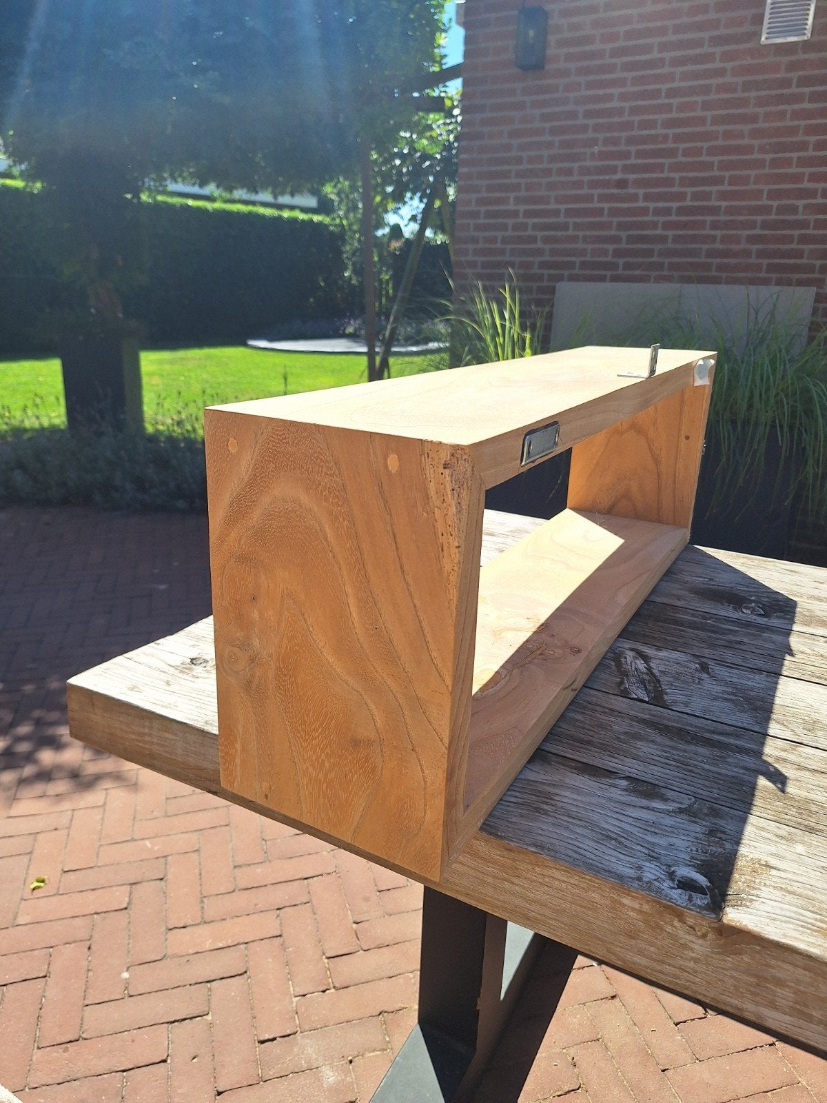 Iepenhouten wandmeubel blind op te hangen (90x30x20cm), Huis en Inrichting, Kasten | Wandmeubels, Ophalen of Verzenden, Zo goed als nieuw