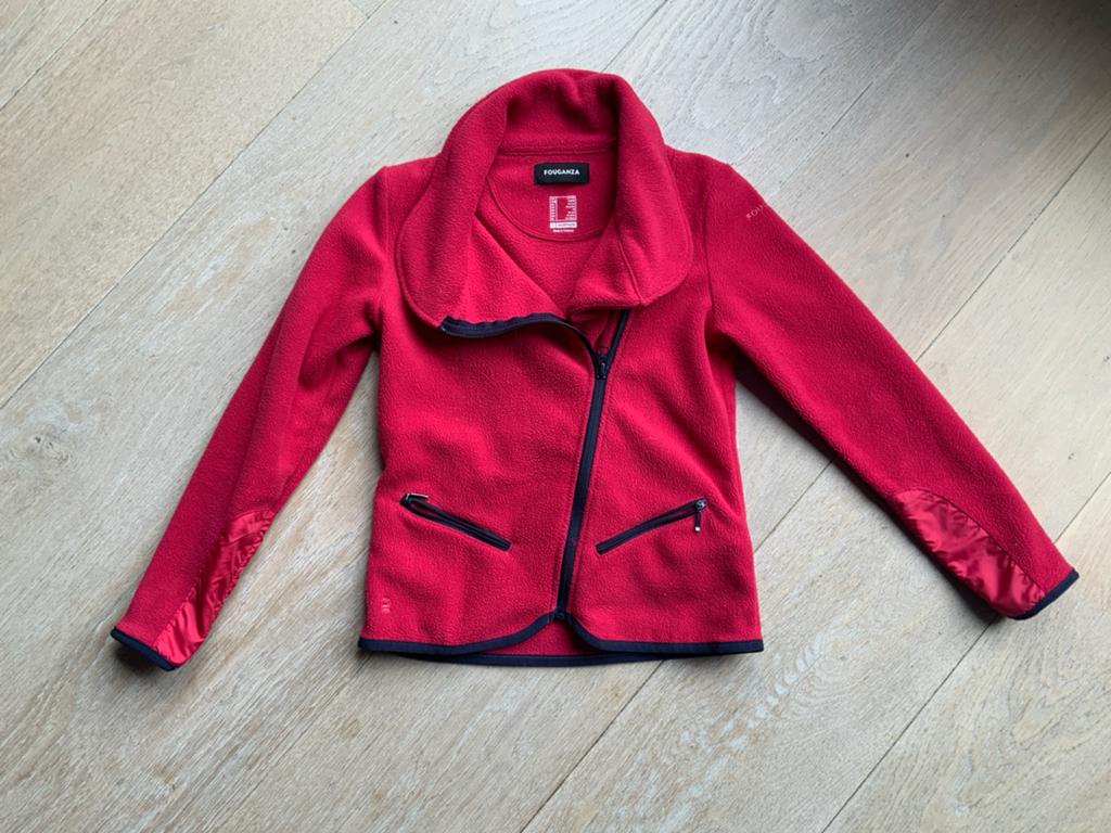 Fouganza fleece paardrijtrui rood maat 133-142 (10 jaar), Ophalen, Zo goed als nieuw, Maat 34 (XS) of kleiner, Rood