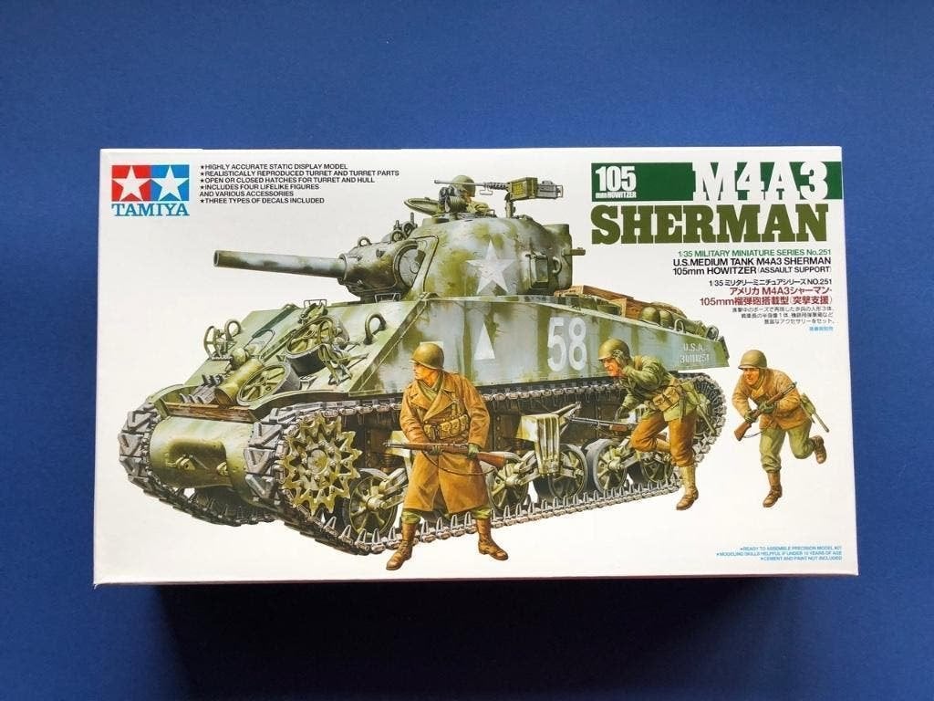 Tamiya	35251	US M4A3 Sherman 105mm Howitzer w/ aber  1/35, Tank, Verzenden, 1:32 tot 1:50, Nieuw