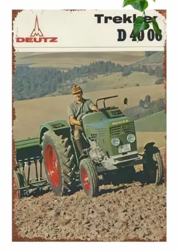 Deutz  D4006 Tractor Mentale Wand Bord - Vintage Look, Ophalen of Verzenden, Nieuw, Reclamebord