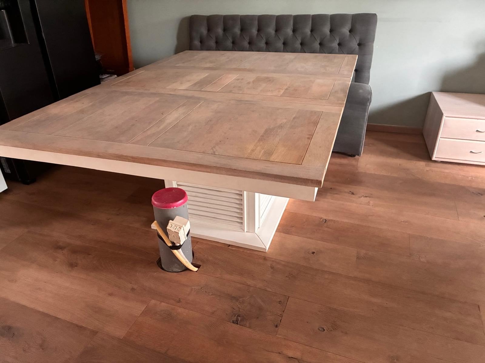 Riviera Maison shutter tafel Claremont uitschuifbaar tot 1.8, Ophalen, Gebruikt, Rechthoekig, 50 tot 100 cm