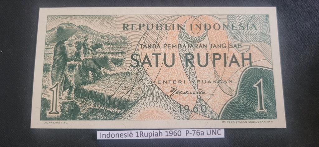 Indonesië 1 Rupiah 1960 P-76a UNC, Ophalen of Verzenden