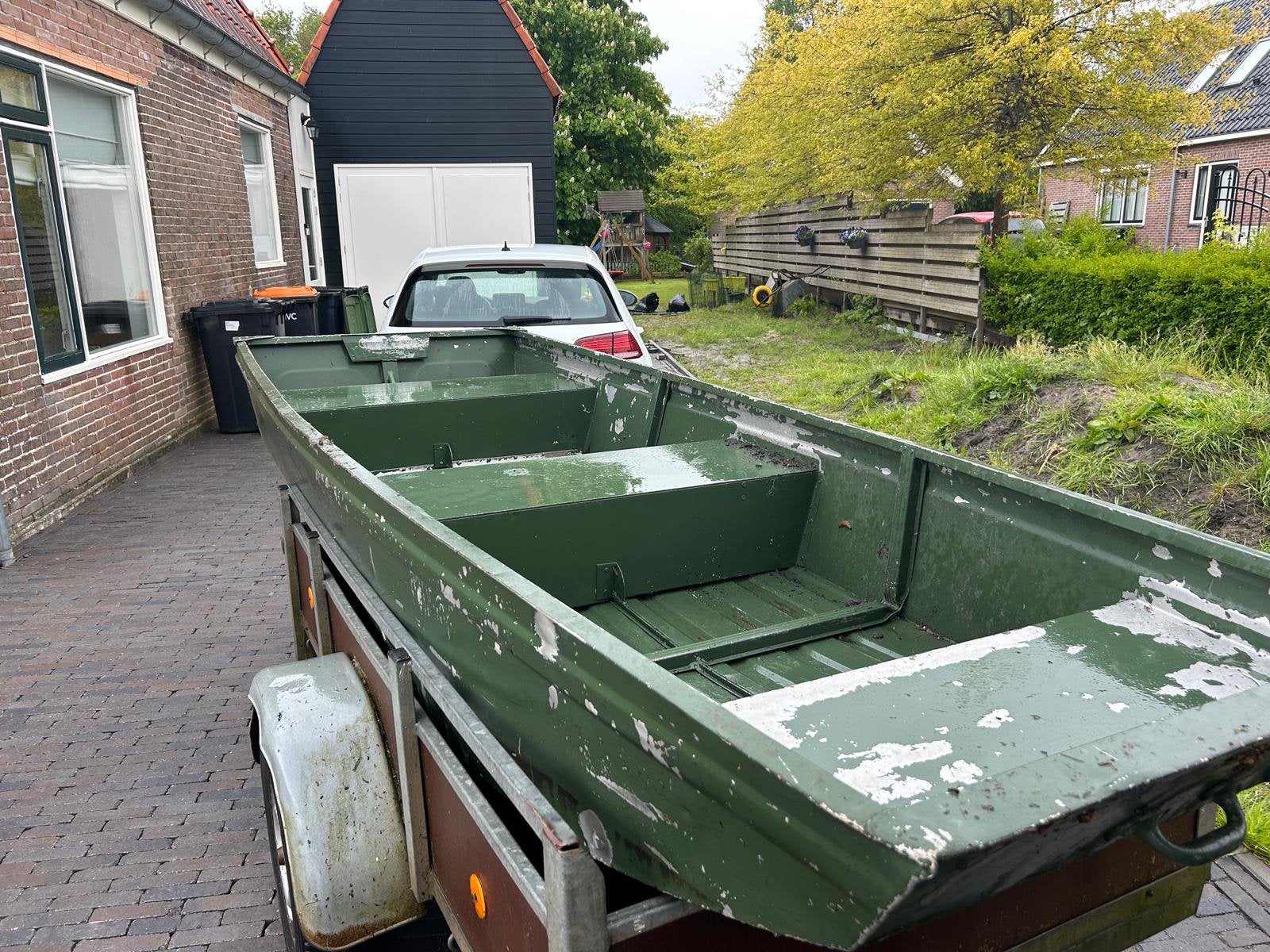 Aluminium boot met Electro motor en accu 350 m, Ophalen, Gebruikt, Buitenboordmotor, Aluminium
