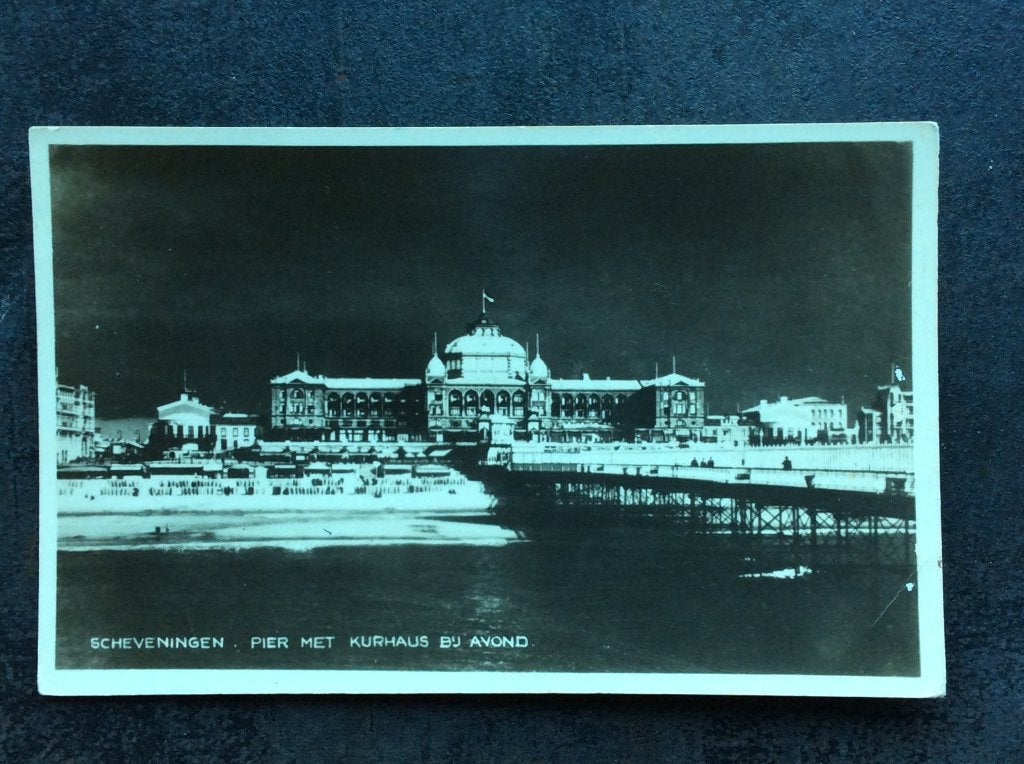 Scheveningen, Pier met Kurhaus bij avond, Ophalen of Verzenden, 1920 tot 1940, Gelopen, Zuid-Holland