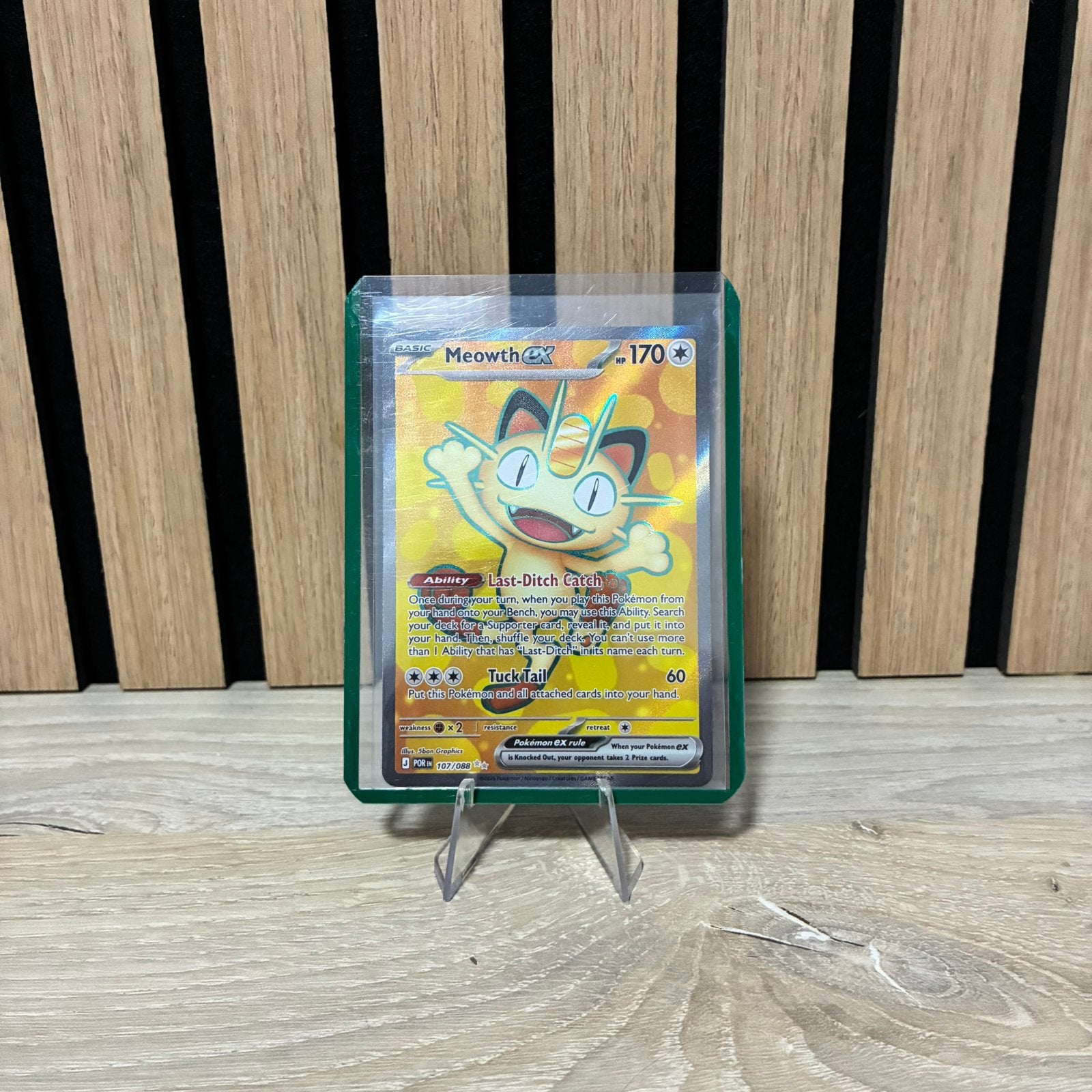 Pokémon - Meowth EX - POR 107, Ophalen of Verzenden, Zo goed als nieuw, Losse kaart