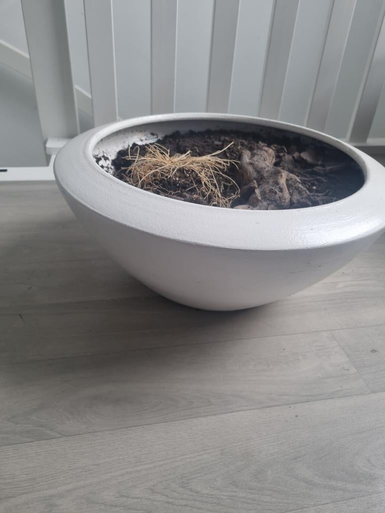 Grote Witte Bloempot/Plantenbak - Rond, Ophalen, Rond, Kunststof, Binnen
