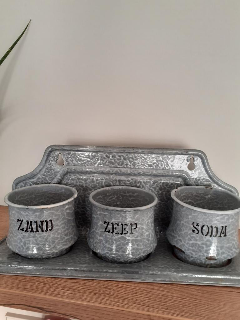 Grijs gewokte zand zeep soda set., Ophalen of Verzenden