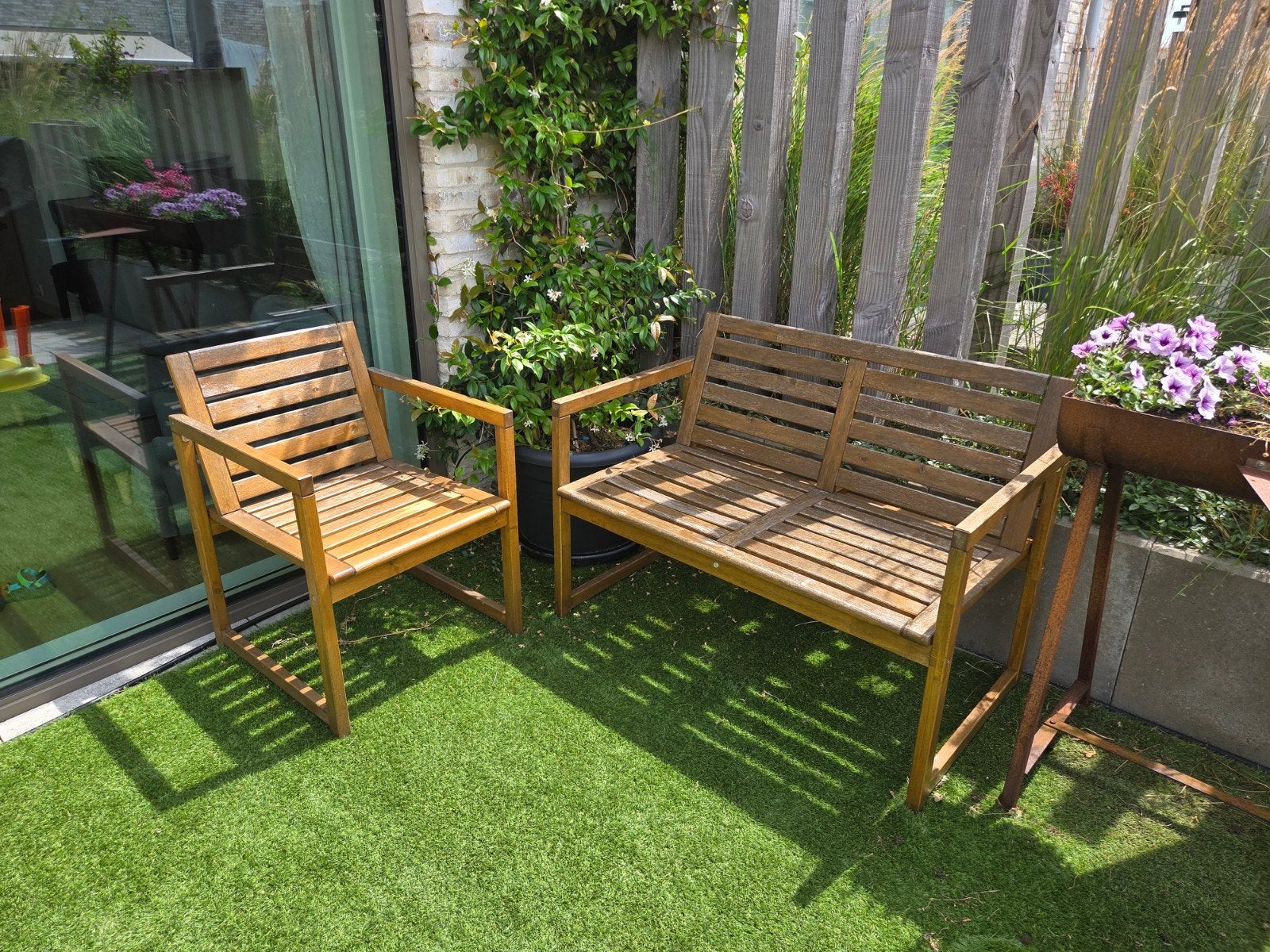 IKEA NÄMMARÖ stoel en bankje, Tuin en Terras, Ophalen, Gebruikt, Hout, Stoel