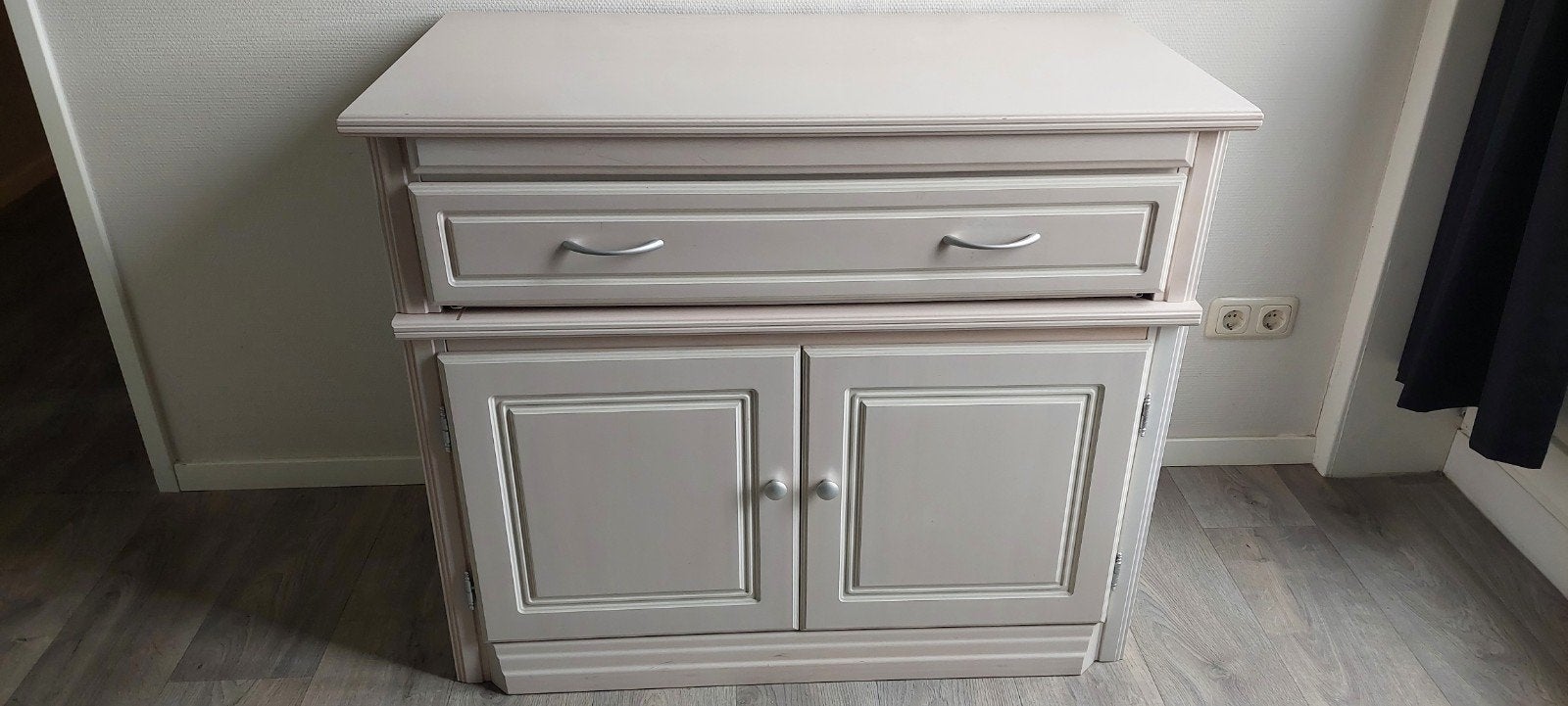 TV-kast van beukenhout, wit/whitewash, Ophalen, Gebruikt, 50 tot 100 cm, Minder dan 100 cm