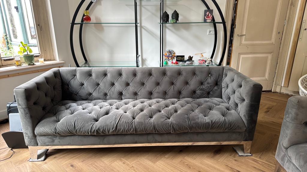 Riviera Maison Ocean Park Bank en Loveseat - Grijs, Ophalen, Gebruikt, Driepersoons, Rechte bank