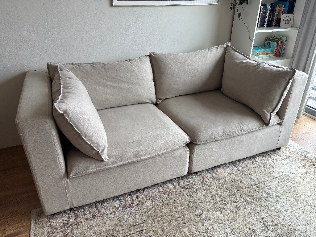 SKLUM Estefan 2-delige modulaire bank – Tapioca Beige, Ophalen, 100 tot 125 cm, Klassiek, Tweepersoons