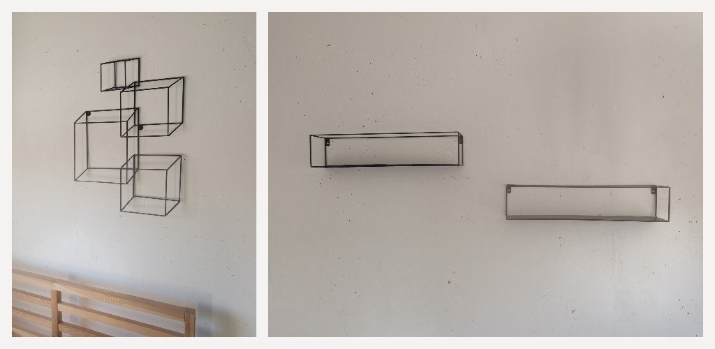 Metalen wandrekken + wandkunst (3 stuks), Ophalen