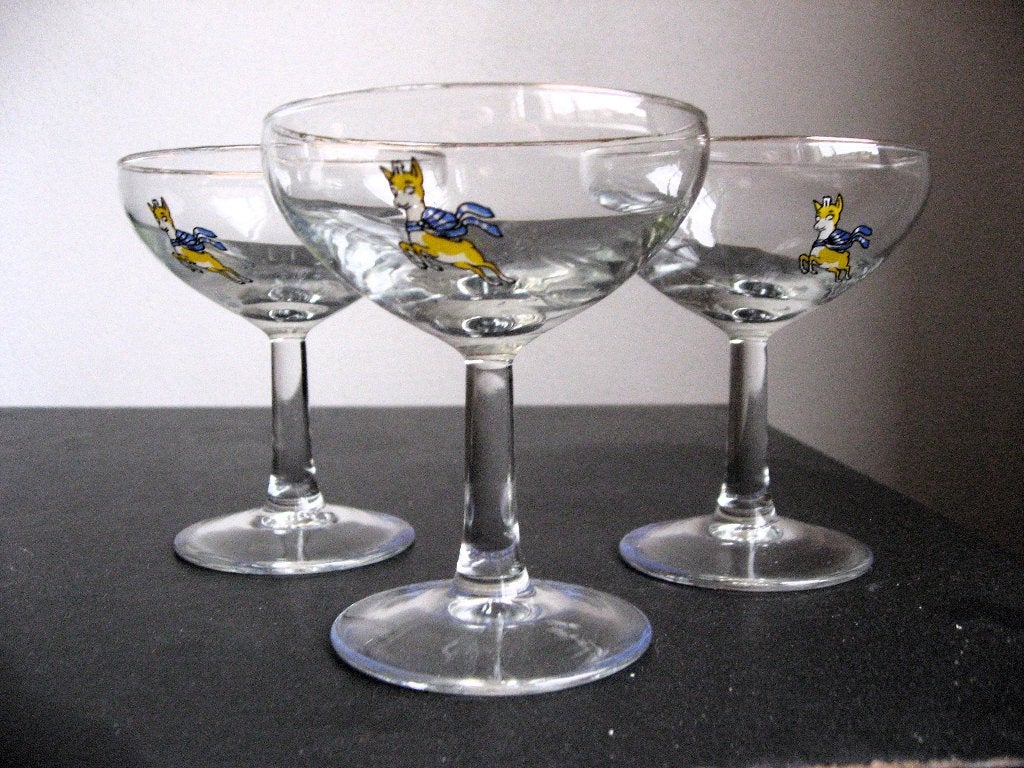 Drie Babycham glazen uit de jaren 80, Verzamelen, Ophalen of Verzenden, Zo goed als nieuw, Overige typen