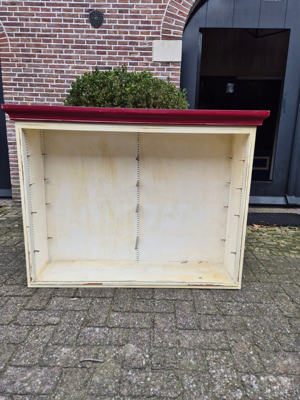 Vintage Apothekerskast met glazen deuren en glasplaten, Huis en Inrichting, Ophalen, 100 tot 150 cm, 100 tot 150 cm, Overige houtsoorten