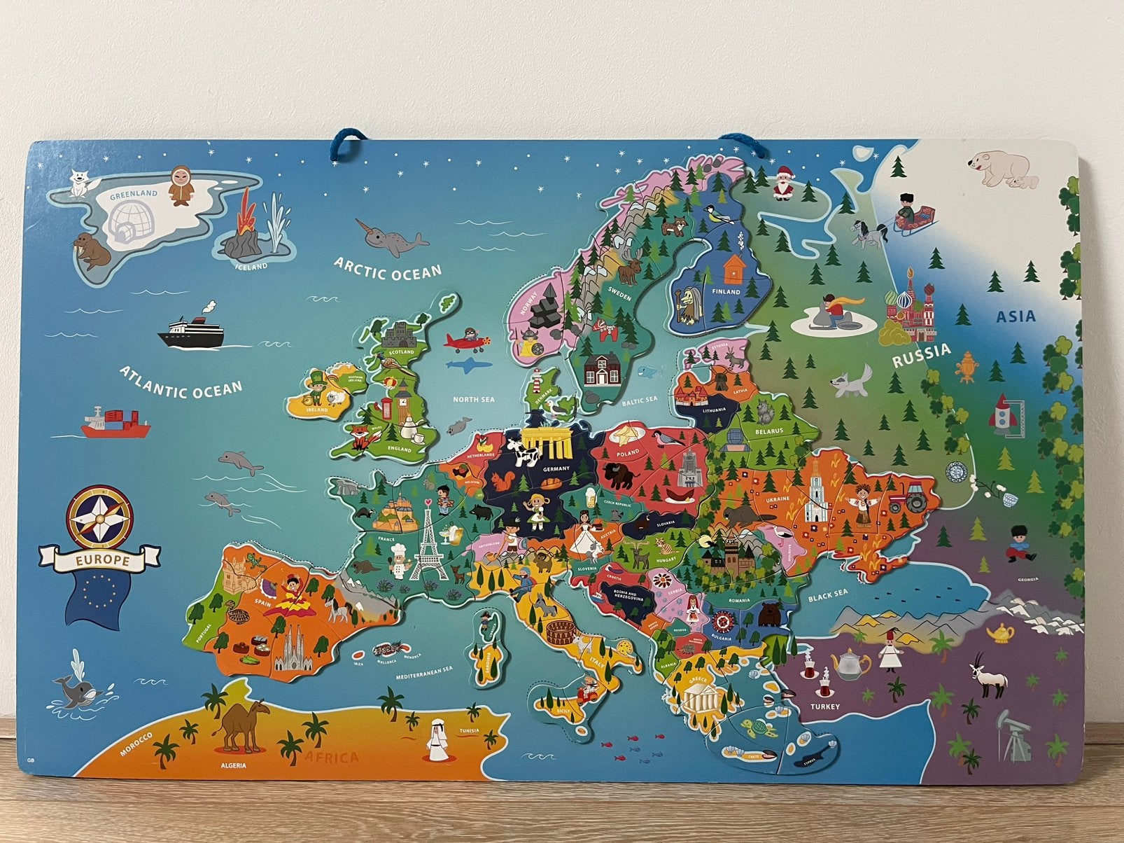 Playtive houten magnetische Europakaart puzzel, Ophalen, Minder dan 500 stukjes, Zo goed als nieuw