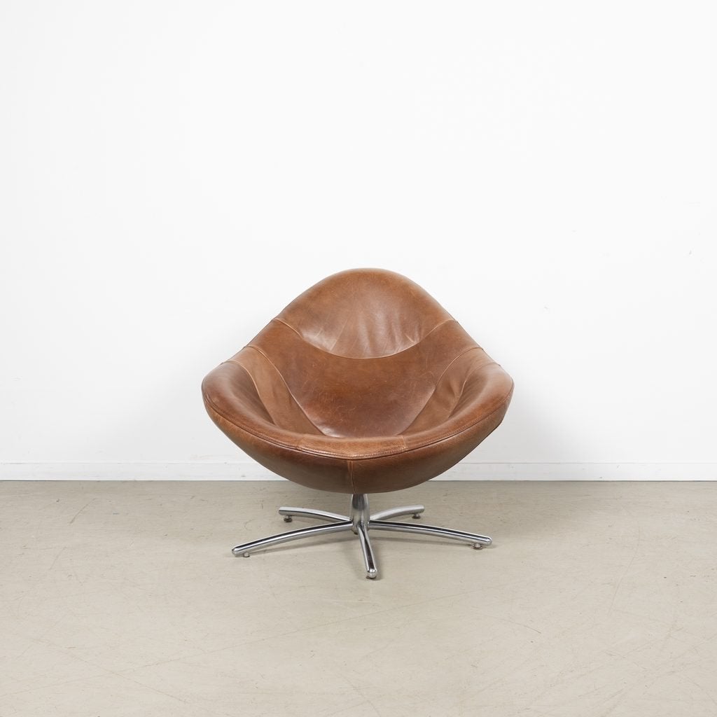 Label Hidde Fauteuil Donker Cognac Leer, Niet ingevuld, Zo goed als nieuw, Niet ingevuld, Niet ingevuld