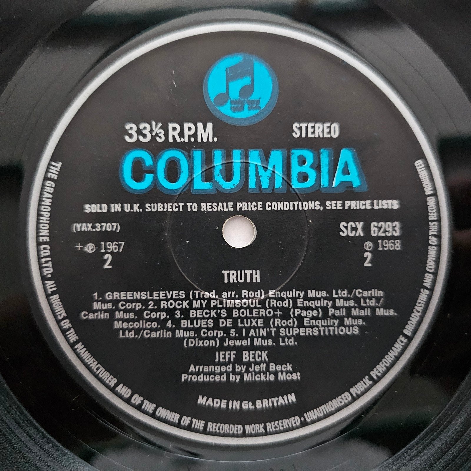 Jeff Beck - Truth LP (1968, Columbia, SCX 6293), LP, Blues Rock, Originele persing, Ophalen of Verzenden