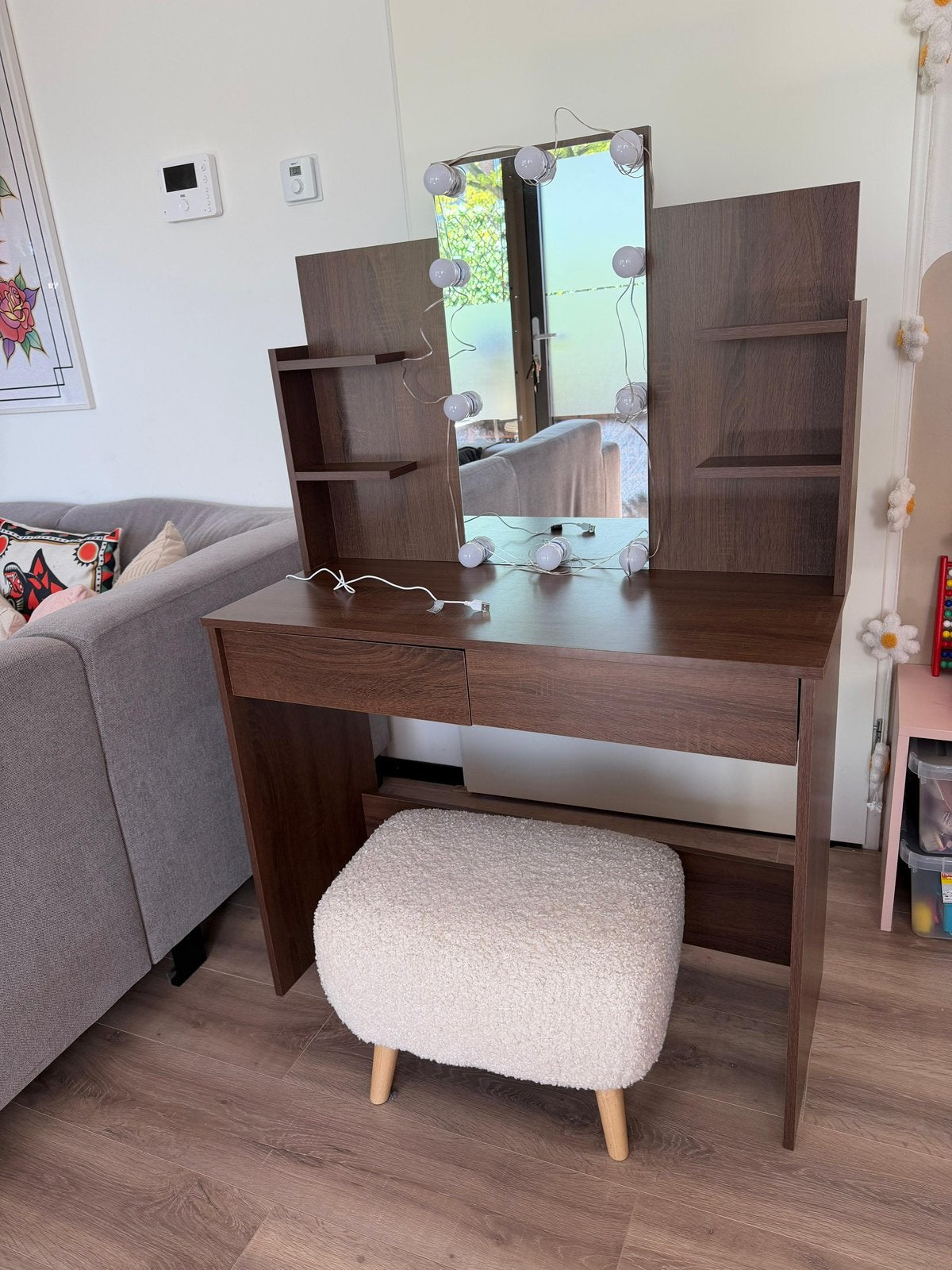 Kaptafel inclusief teddy poef, Ophalen, Japandi, 50 tot 100 cm, Zo goed als nieuw