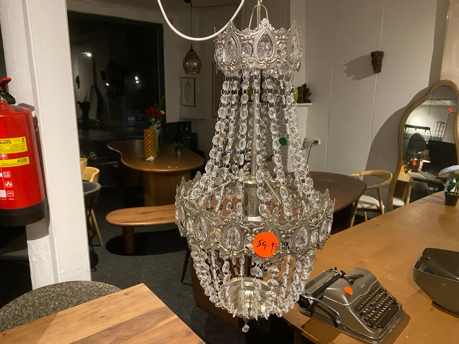 Antieke kristallen kroonluchter - 65 cm hoog, ca. 80 jaar ou, Ophalen, Gebruikt, Glas, Overige fittingen