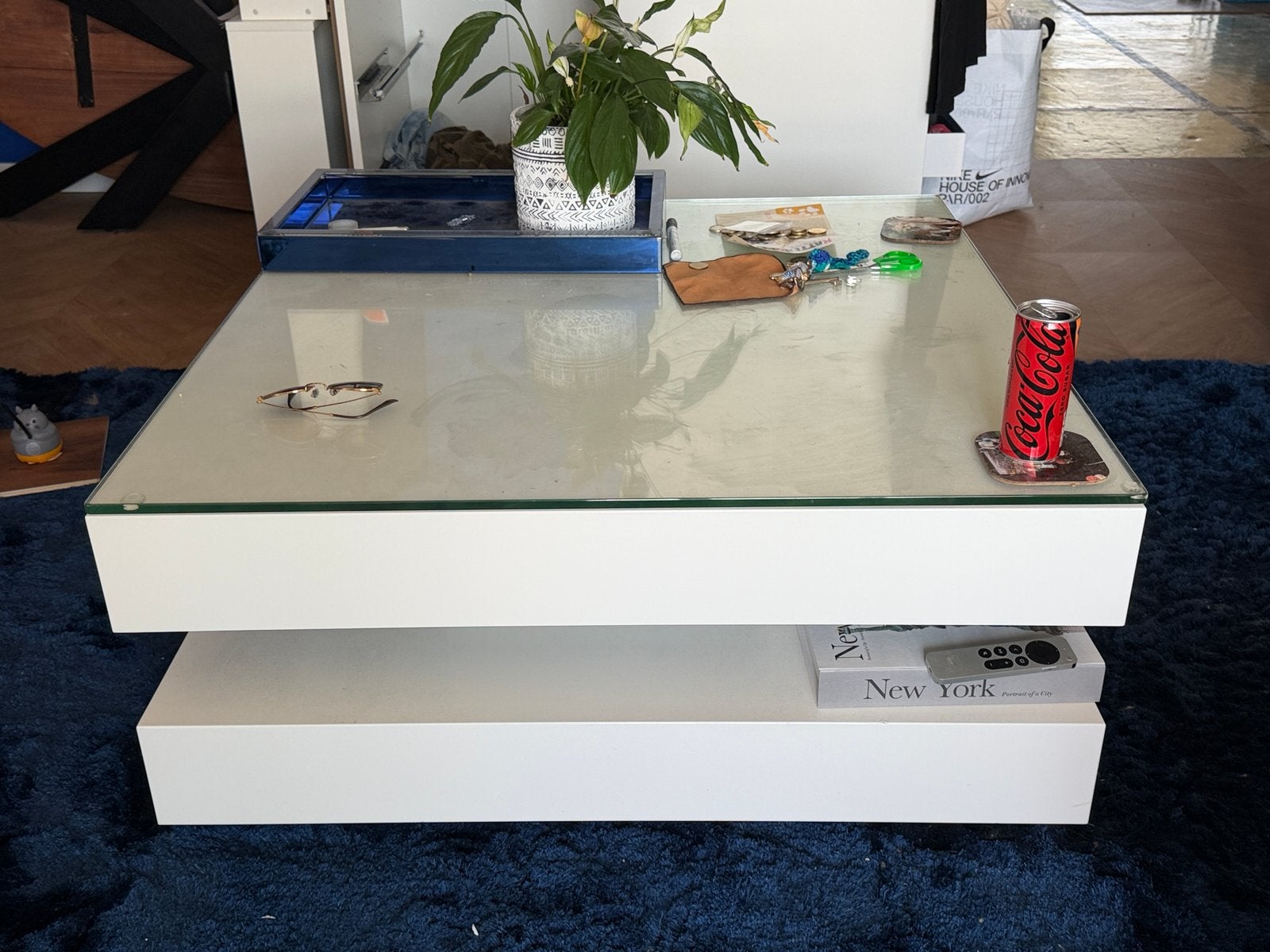 Hoogglans witte salontafel van Puur, Ophalen, Gebruikt, Vierkant, 50 tot 100 cm