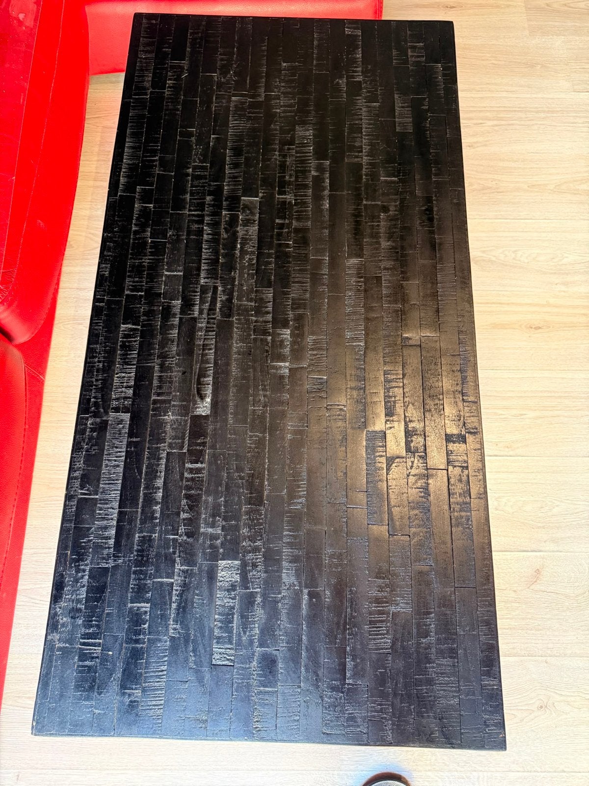 Salontafel hout met metalen poten 120x60x38 cm, Ophalen, Gebruikt, 100 tot 150 cm, 50 tot 100 cm