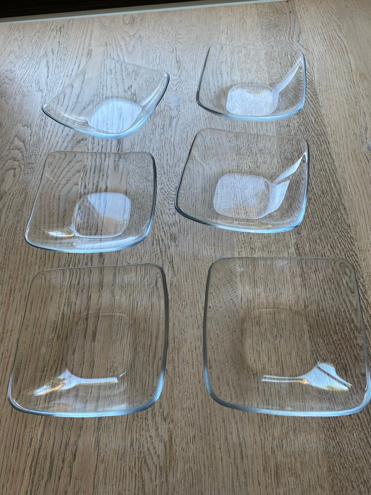 Set van 6 glazen schaaltjes - vierkant, Huis en Inrichting, Woonaccessoires | Schalen en Manden, Gebruikt, Schaal, Vaatwasserbestendig