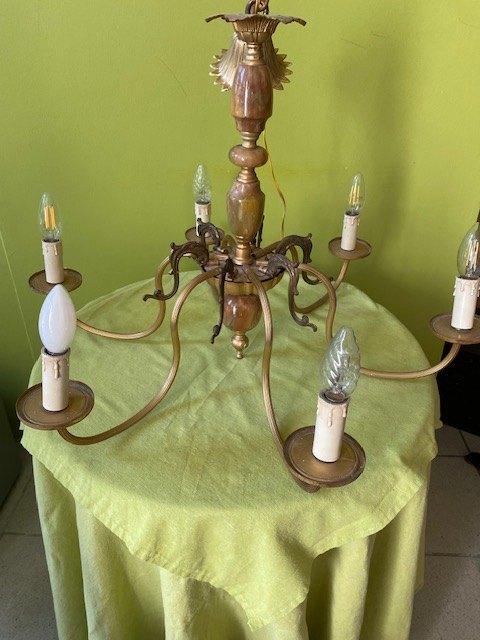kroonluchter hanglamp goudkleurig marmer verlichting, Ophalen of Verzenden, Gebruikt, Overige materialen, Klassiek retro rococo