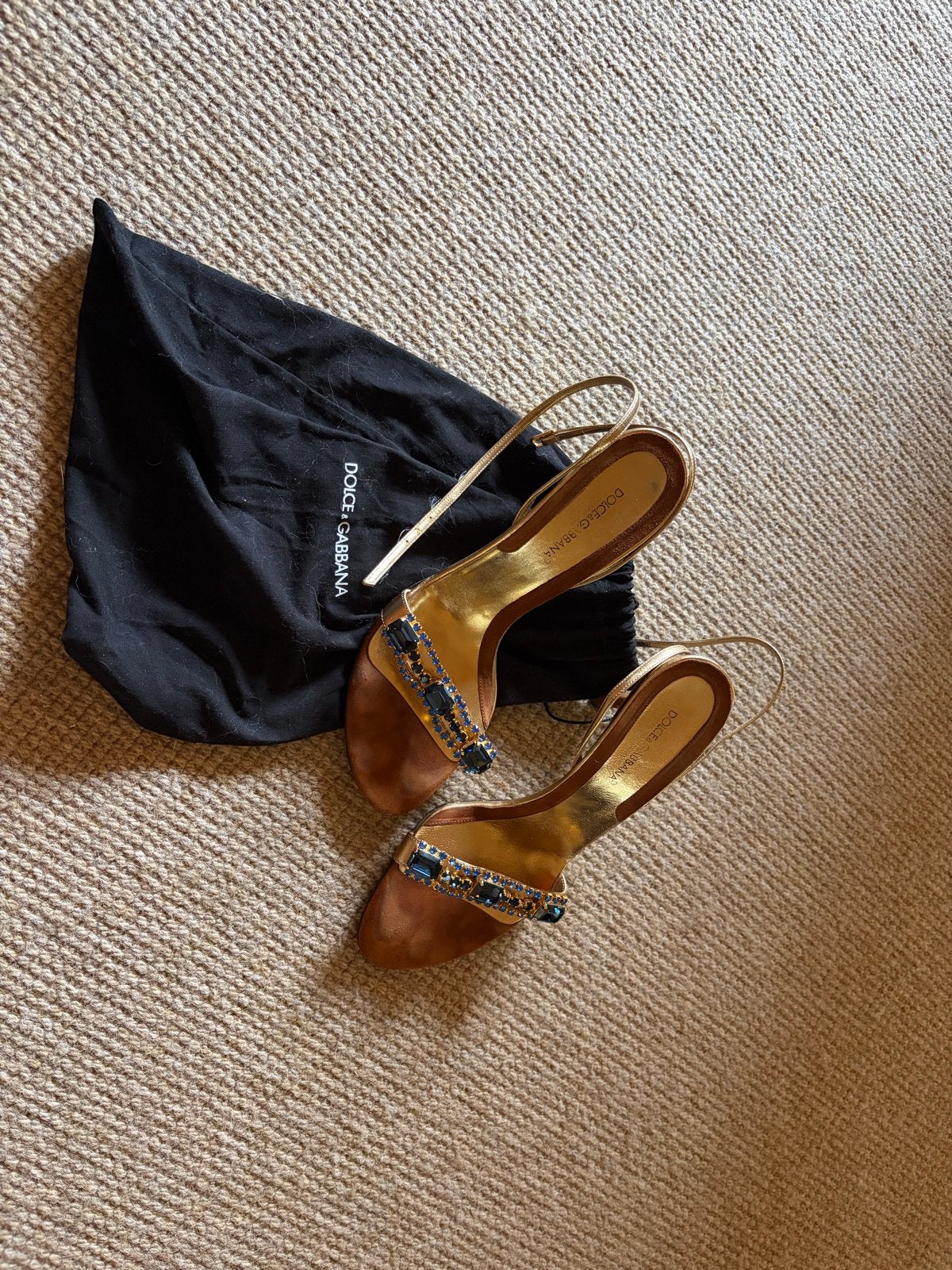 Dolce & Gabbana sandalen met hak, maat 38, Ophalen, Gedragen, Bruin, Sandalen of Muiltjes