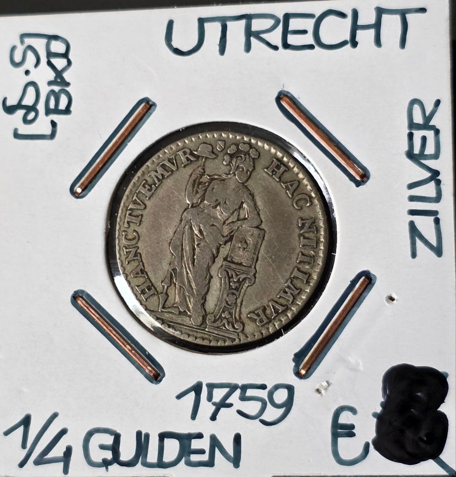 1/4 gulden 1759 Utrecht, Vóór koninkrijk, Verzenden, Zilver, 25 cent