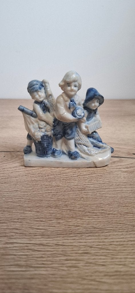 Antiek Duits Blauw-Wit Porseleinen Beeldje, Antiek en Kunst, Ophalen of Verzenden