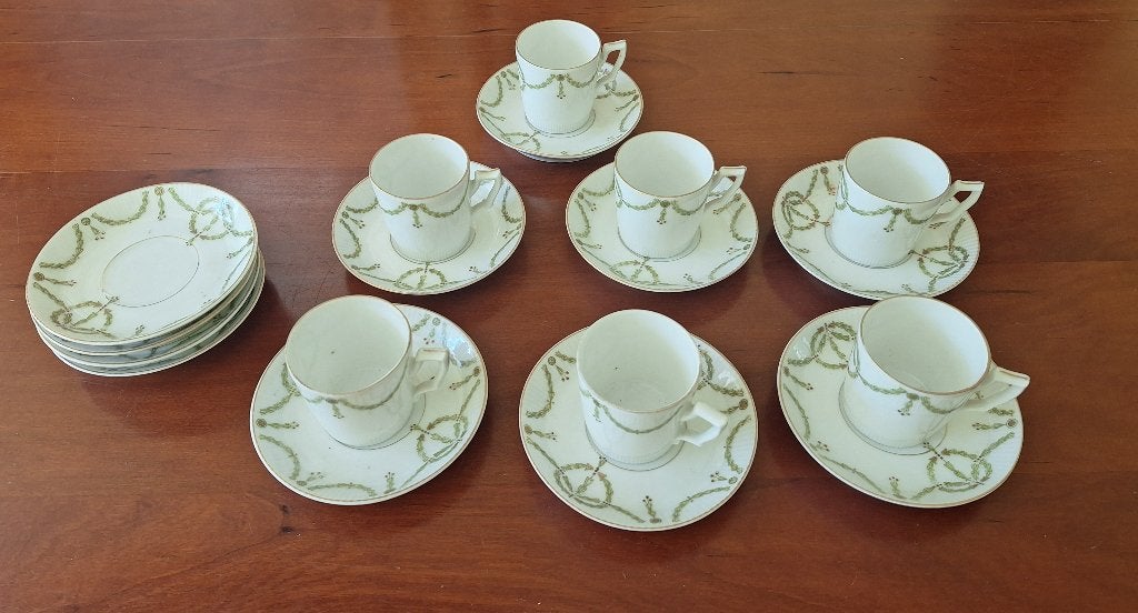 7 x kop en schotel antiek limoges, Ophalen