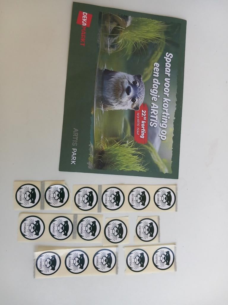 Dekamarkt korting zegels artis, Eén persoon, Ticket of Toegangskaart