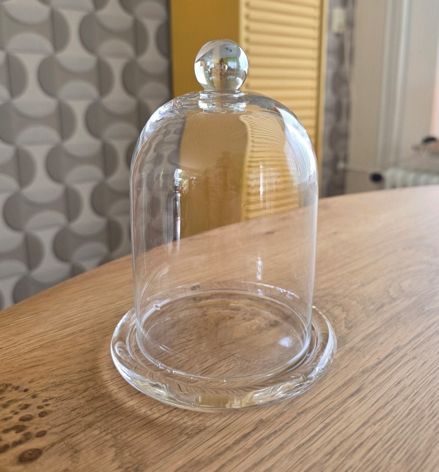 Glazen stolp met glazen voet, Ophalen of Verzenden, Zo goed als nieuw, Handgemaakt, 12 cm