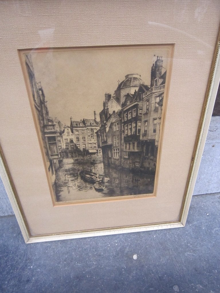 H.E.ROODENBURG,(scheen) Mooie ets van het SPUI te R.dam, Ophalen, Architectuur, Ets, 1900 - 1949