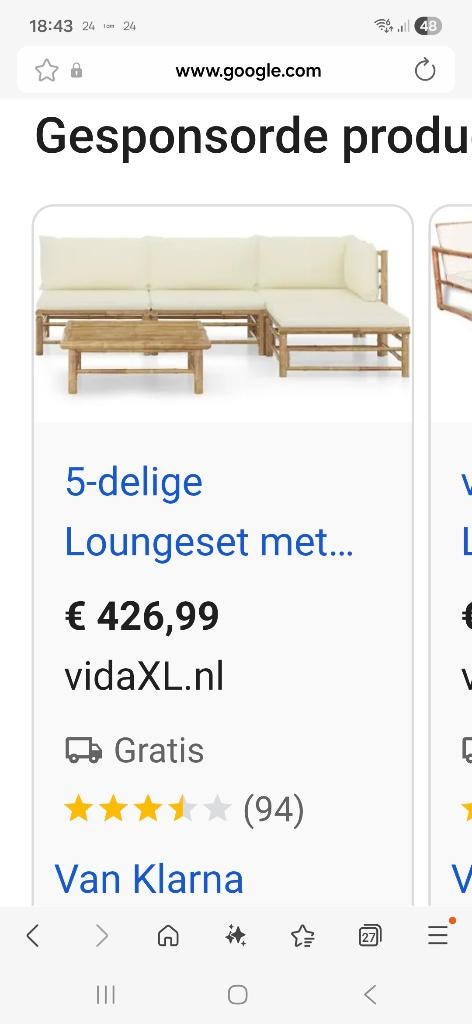 Bamboe loungeset, Ophalen, Zo goed als nieuw, Loungeset, Overige materialen