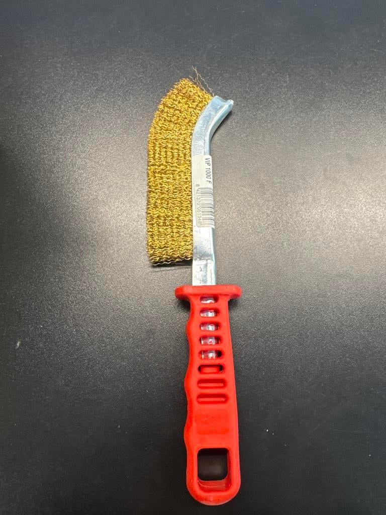 Messing staalborstel met rode handgreep, Doe-het-zelf en Verbouw, Gereedschap | Handgereedschap, Ophalen of Verzenden, Nieuw