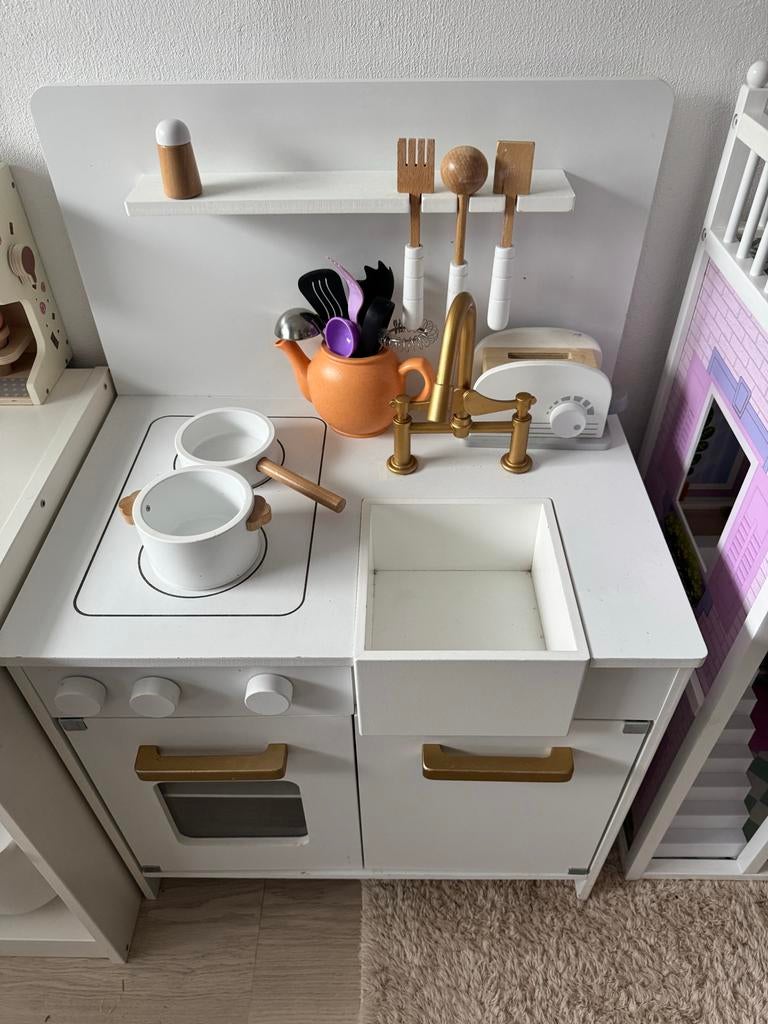 Houten speelkeuken met accessoires, Ophalen, Gebruikt