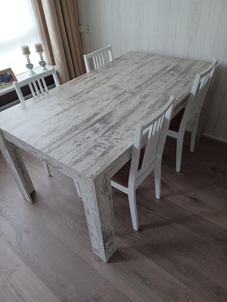 Tafel, eettafel met 4 stoelen, Ophalen, Rechthoekig, 150 tot 200 cm, 50 tot 100 cm