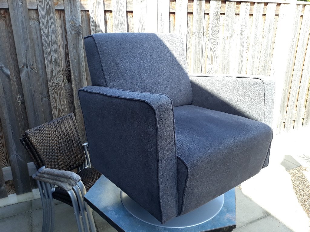 DRAAI FAUTEUIL-GRIJS STOF-ZGAN, Huis en Inrichting, Fauteuils, Ophalen, Minder dan 75 cm, Zo goed als nieuw, Stof