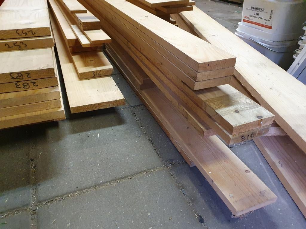 Planken /latten vuren geschaafd, Ophalen, Minder dan 25 mm, Nieuw, Plank