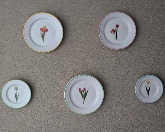 Superleuke set van 5 wandbordjes tulpen!, Ophalen of Verzenden, Zo goed als nieuw