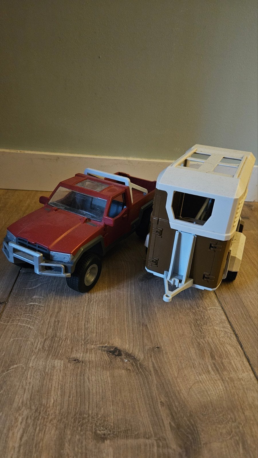 Playmobil rode pick-up met paardentrailer, Gebruikt, Complete set, Voertuig, Ophalen of Verzenden