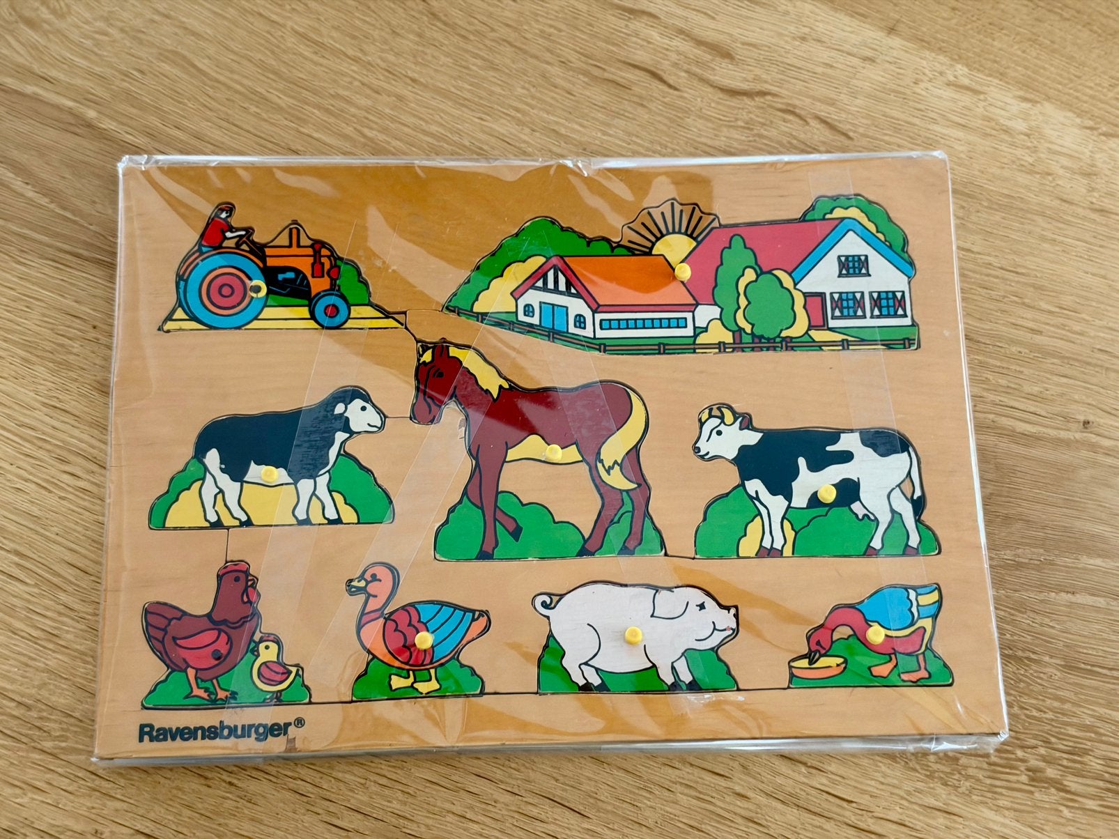 Puzzel (hout) noppenpuzzel, Boerderij!, 2 tot 4 jaar, Gebruikt, Ophalen of Verzenden, Van hout