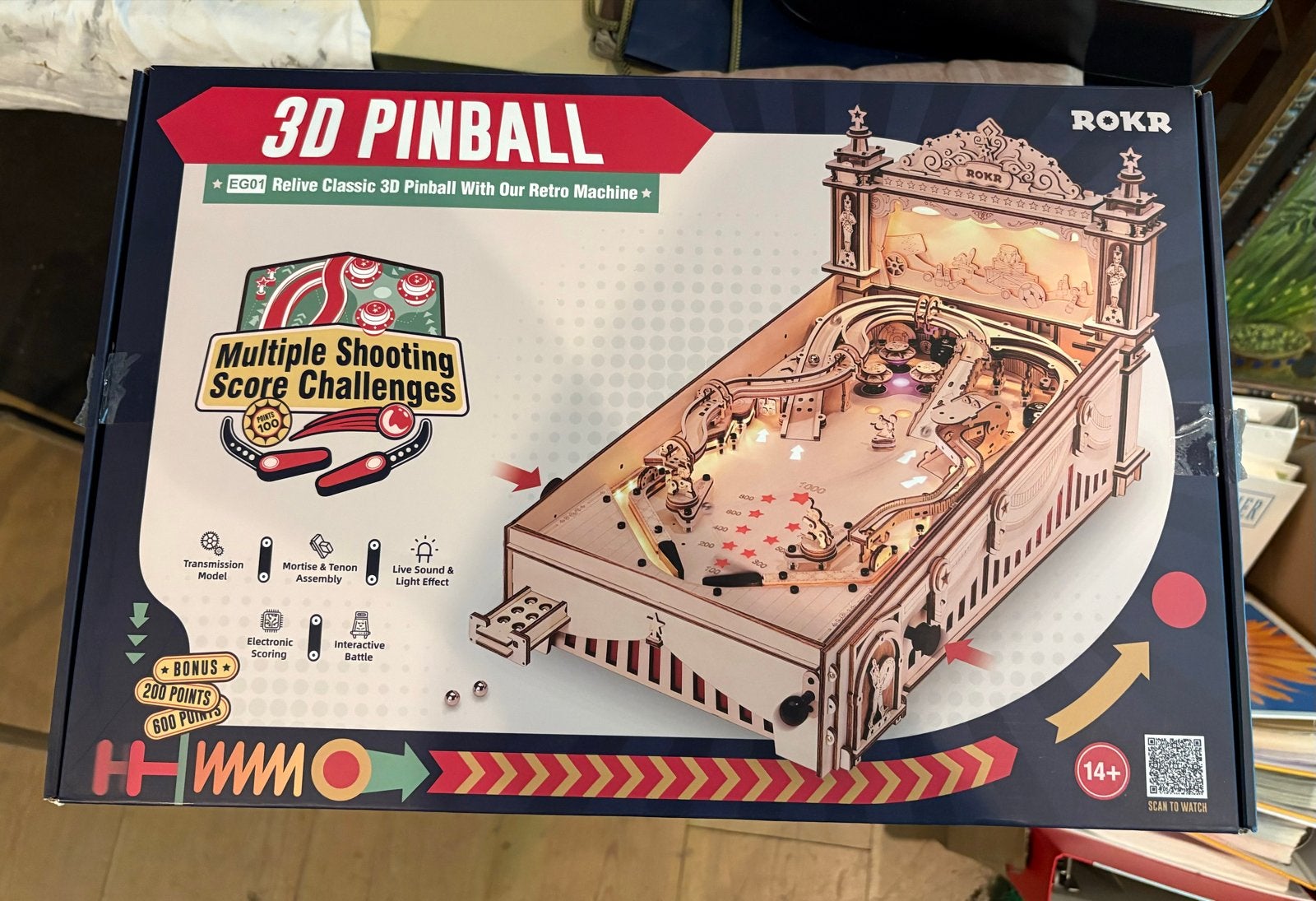 ROKR 3D Pinball Machine Houten Modelbouwset, Ophalen, Nieuw
