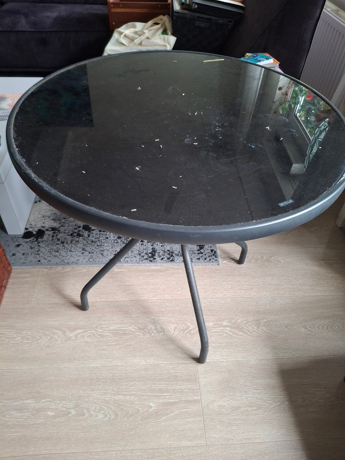 tafel tuin glasplaat, Tuin en Terras, Tuintafels, Ophalen of Verzenden, Gebruikt, Rond, Kunststof
