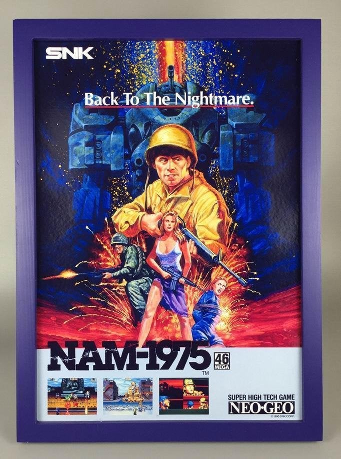 Nam-1975 SNK NEO GEO retro arcade Game Poster in frame