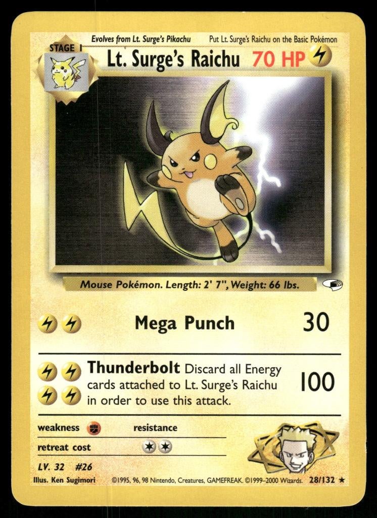 Lt. Surge's Raichu 28/132 - Gym Heroes (NM), Verzenden, Gebruikt